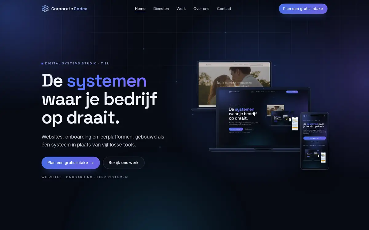 Schermafbeelding van Corporate Codex op desktop