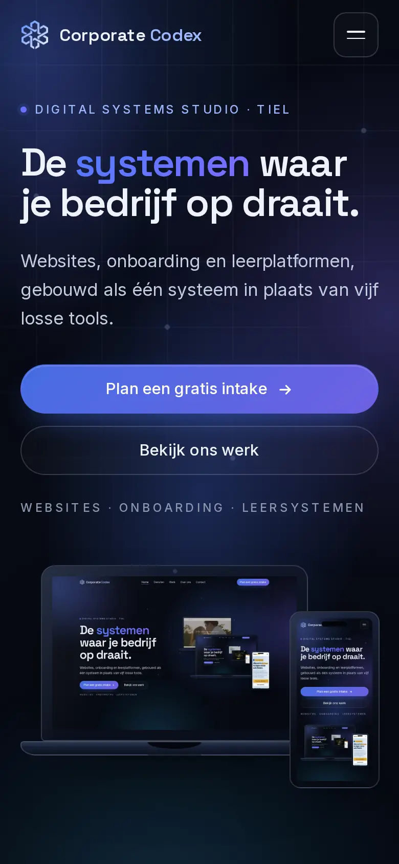 Schermafbeelding van Corporate Codex op mobiel