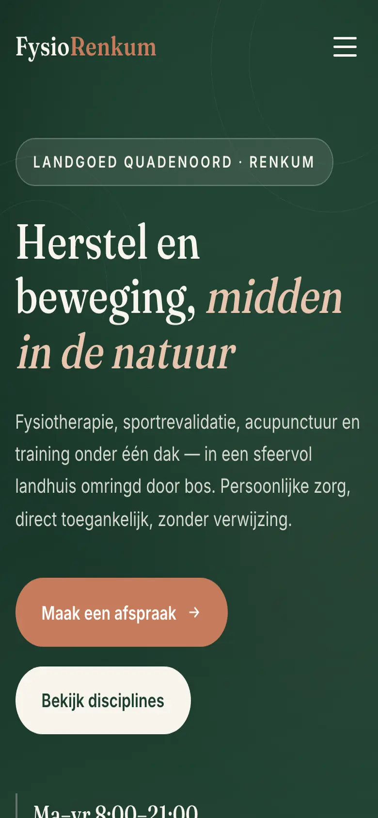Schermafbeelding van Fysio Renkum op mobiel