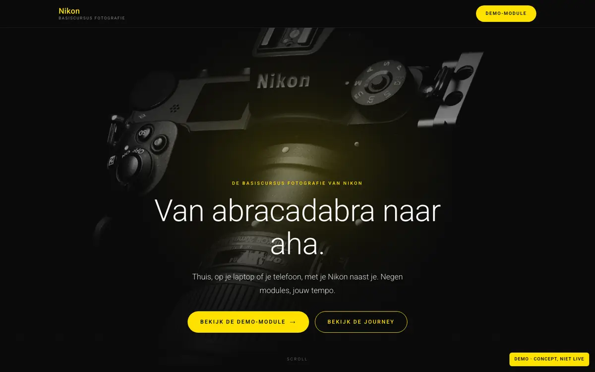 Schermafbeelding van de basiscursus fotografie in Nikon-stijl